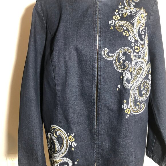 Jessica London Embroidered Denim Coat – (Vintage-Inspired Statement Jacket) - Picture 5 of 14